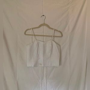 White flower pattern hand made corset top with adjustable straps